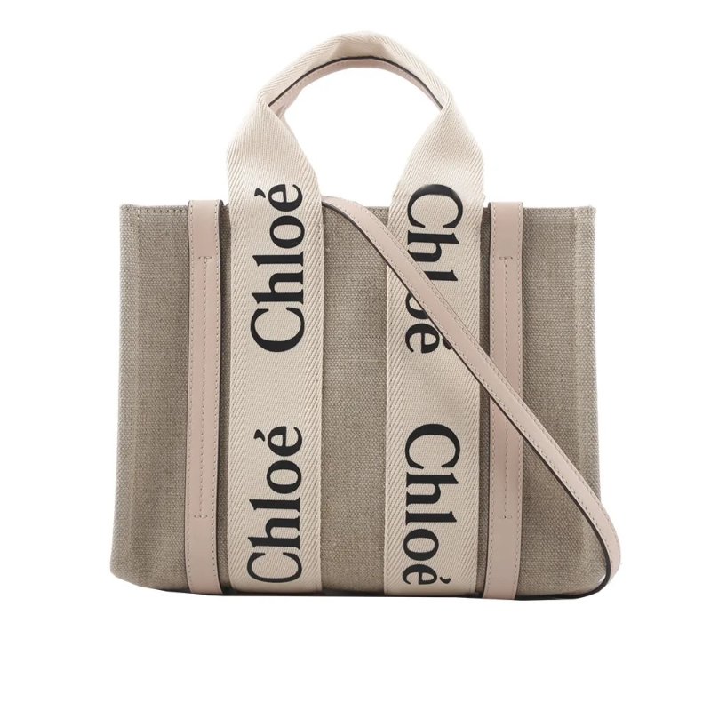 🎁雙11送禮自用兩相宜🎁 全新正品【 Chloe’ 蔻依 】WOODY TOTE BAG 帆布兩用托特包(小號/粉色)(下單前須先私訊)-0
