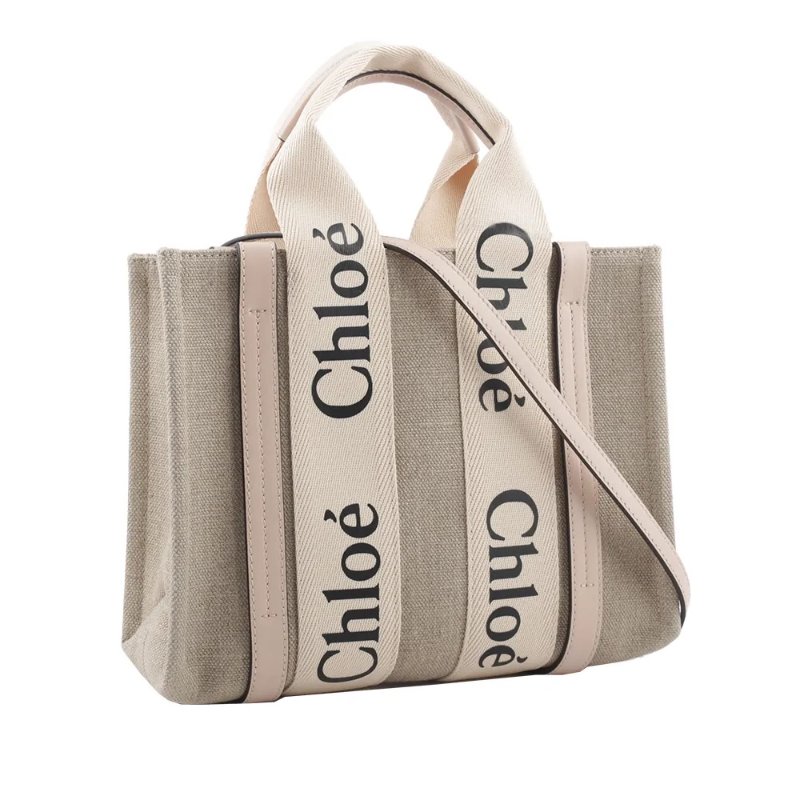 🎁雙11送禮自用兩相宜🎁 全新正品【 Chloe’ 蔻依 】WOODY TOTE BAG 帆布兩用托特包(小號/粉色)(下單前須先私訊)-1