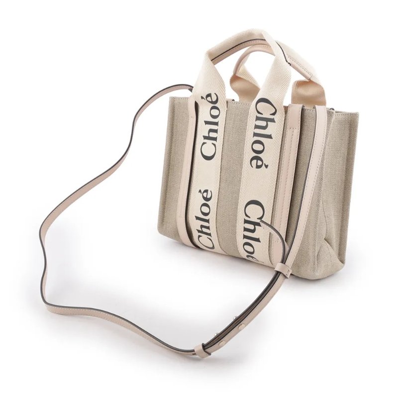 🎁雙11送禮自用兩相宜🎁 全新正品【 Chloe’ 蔻依 】WOODY TOTE BAG 帆布兩用托特包(小號/粉色)(下單前須先私訊)-4