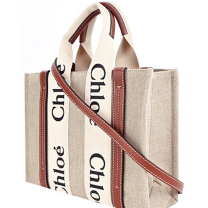 🎁雙11送禮自用兩相宜🎁 全新正品【 Chloe’ 蔻依 】WOODY TOTE BAG 帆布兩用托特包(小號/焦糖色)(下單前須先私訊)-1