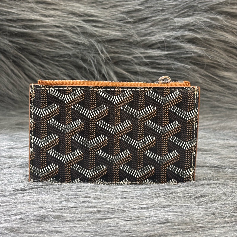 GOYARD BOURBON BLACK TAN O CASE 高雅德 黑色焦糖色 一字拉鍊 零錢包 信用卡名片夾 錢包-2