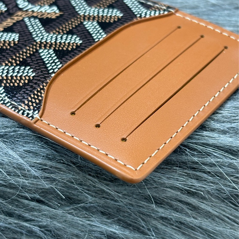 GOYARD BOURBON BLACK TAN O CASE 高雅德 黑色焦糖色 一字拉鍊 零錢包 信用卡名片夾 錢包-6