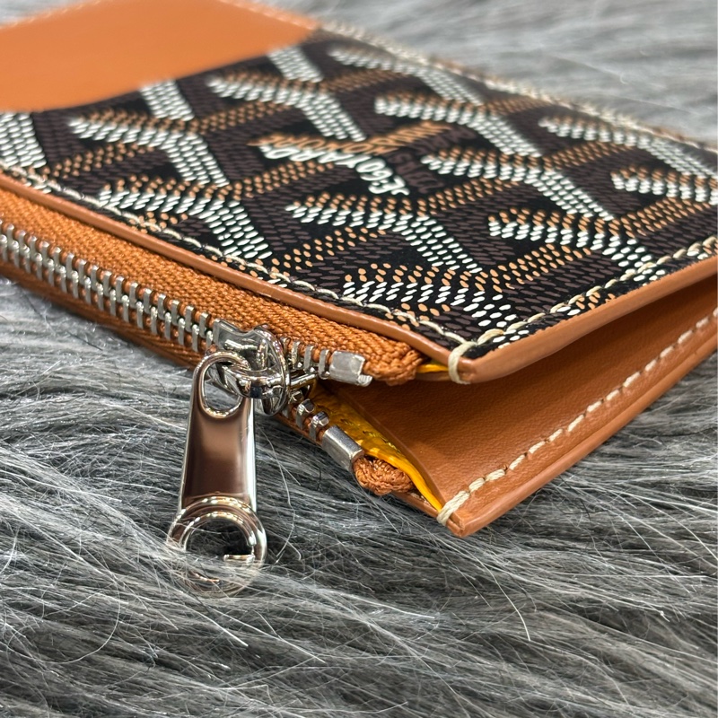 GOYARD BOURBON BLACK TAN O CASE 高雅德 黑色焦糖色 一字拉鍊 零錢包 信用卡名片夾 錢包-11