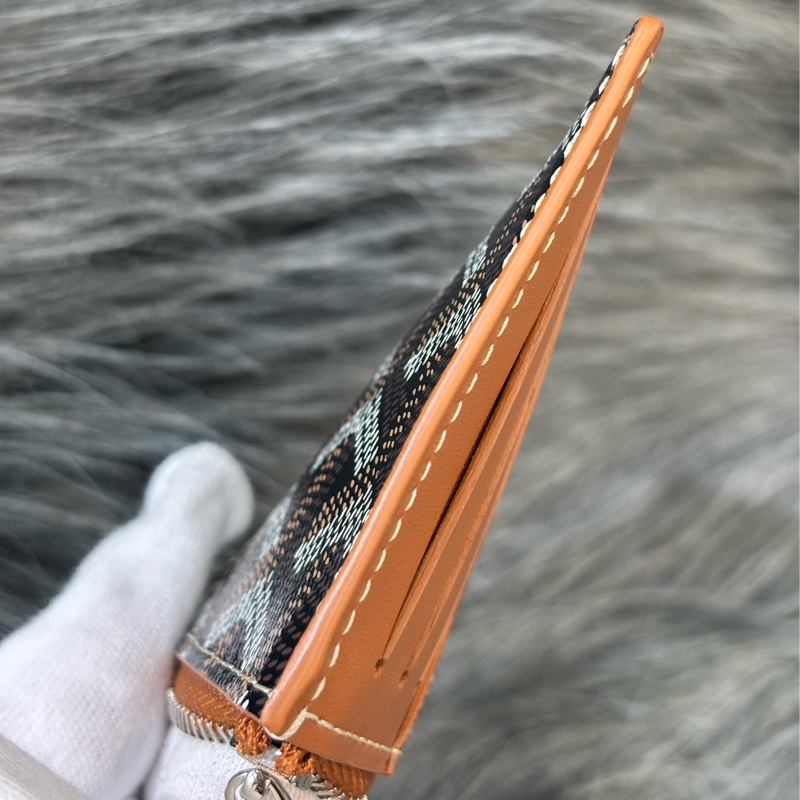 GOYARD BOURBON BLACK TAN O CASE 高雅德 黑色焦糖色 一字拉鍊 零錢包 信用卡名片夾 錢包-19
