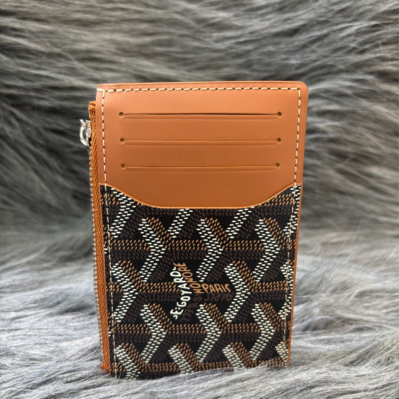 GOYARD BOURBON BLACK TAN O CASE 高雅德 黑色焦糖色 一字拉鍊 零錢包 信用卡名片夾 錢包-20