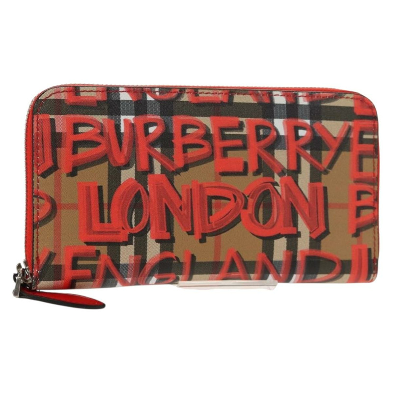 【日本直送】BURBERRY Nova Check Graffiti 長版皮夾 PVC 米色 正品 143015M-0