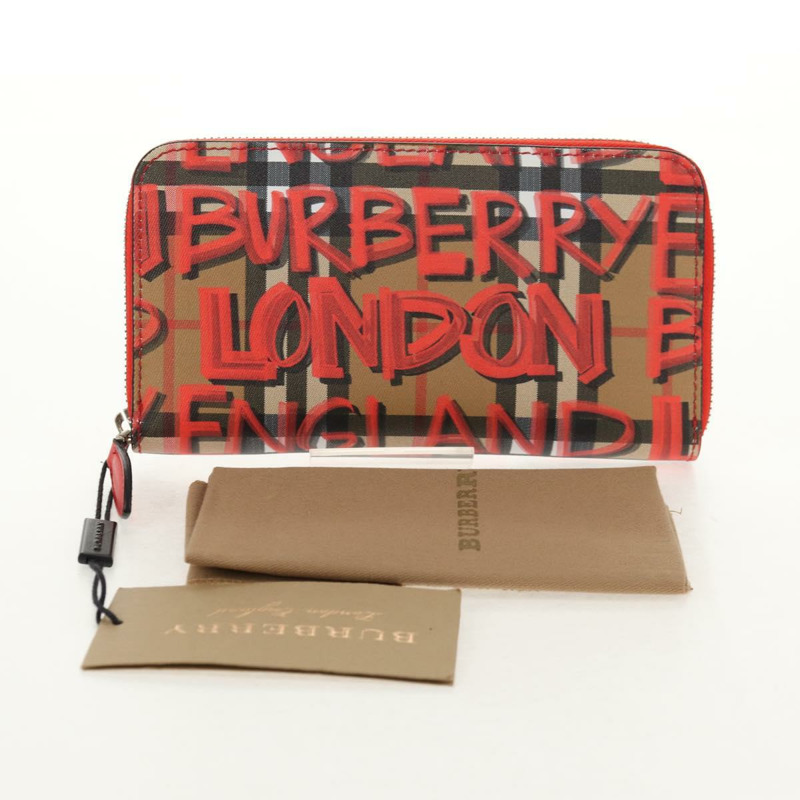 【日本直送】BURBERRY Nova Check Graffiti 長版皮夾 PVC 米色 正品 143015M-11