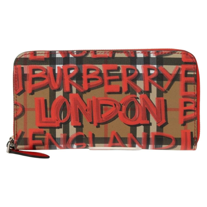 【日本直送】BURBERRY Nova Check Graffiti 長版皮夾 PVC 米色 正品 143015M-12