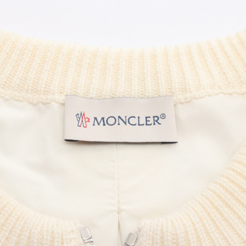 MONCLER 羊毛聚酯開襟羊毛衫 白色 M碼 二手女款-2