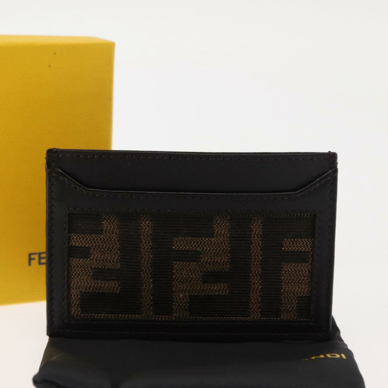 【日本直送】FENDI Zucca帆布卡包 黑色棕色 Auth am9297-11