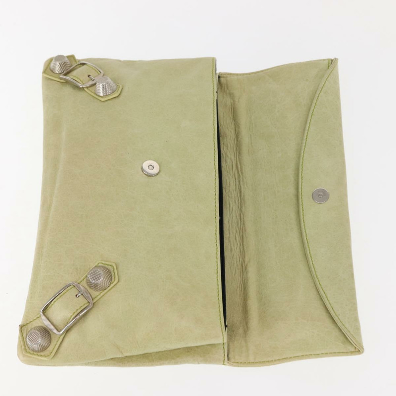 【日本直送】BALENCIAGA 巨型信封包 皮革 銀色 淺綠色 186182 正品 bs29813-8