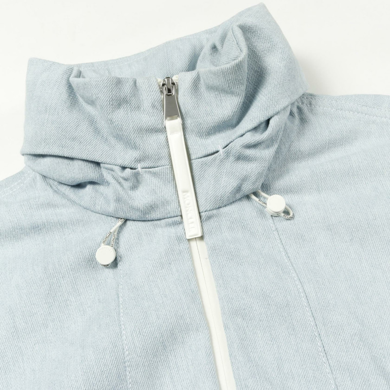 MONCLER SEVERAU 拉鍊牛仔外套 棉質 藍白 00 碼 二手 女款-8