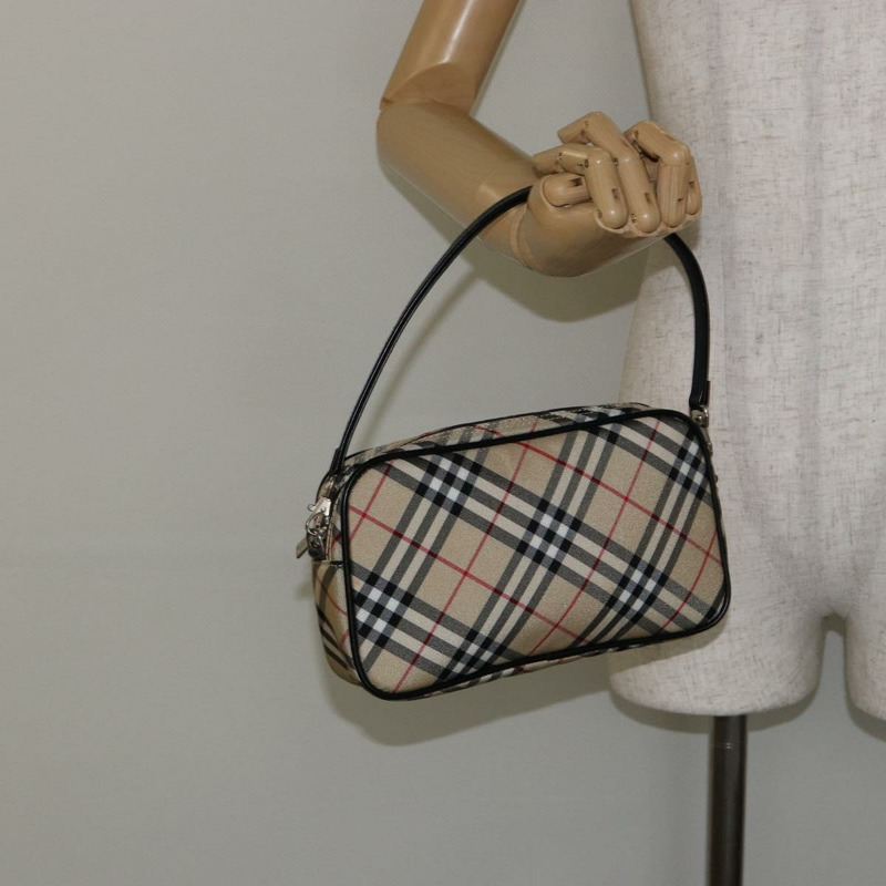 【日本直送】BURBERRY Nova Check Blue Label 手提包 尼龍 米色 黑色 正品 ep11057-19