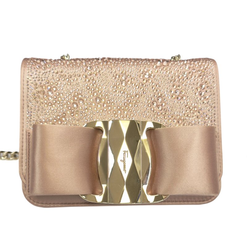 FERRAGAMO 滿鑽 鏈條 斜背包-2