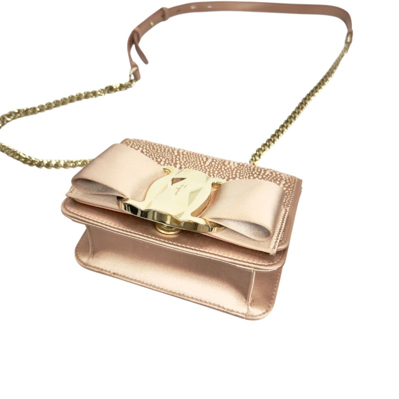 FERRAGAMO 滿鑽 鏈條 斜背包-10