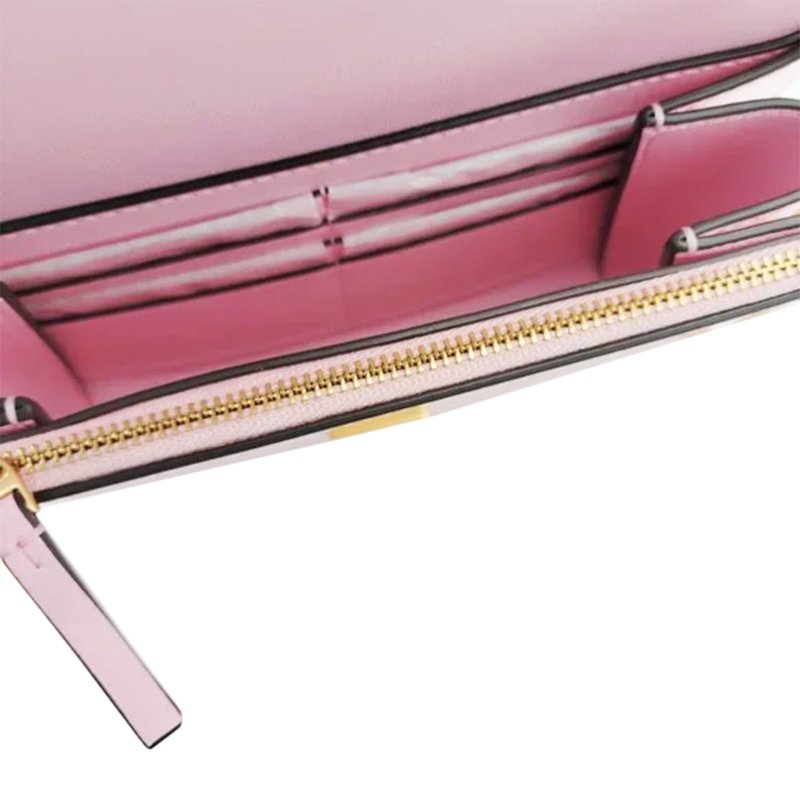 【TORY BURCH】素面皮革翻蓋斜背鏈包-粉紅色-3