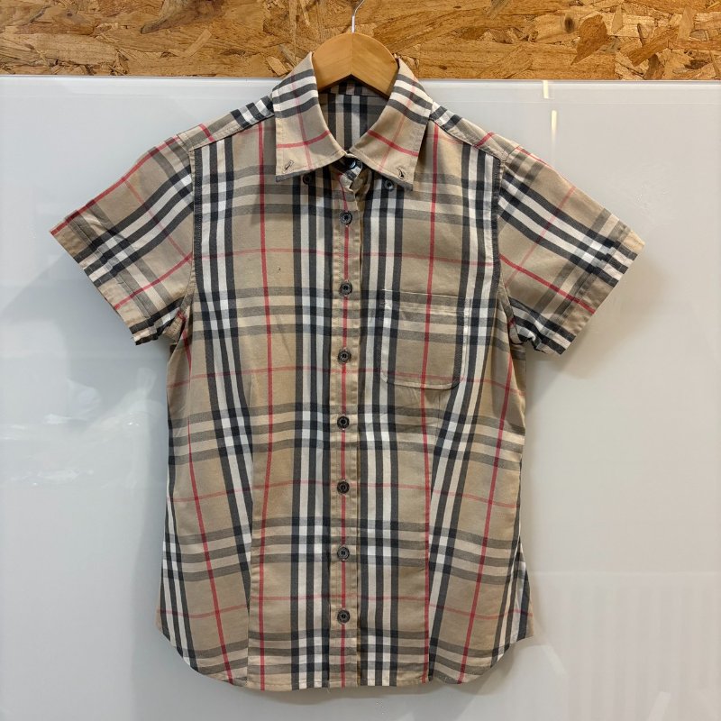 【美收精品】Burberry茶色格紋短袖襯衫 4-226-0