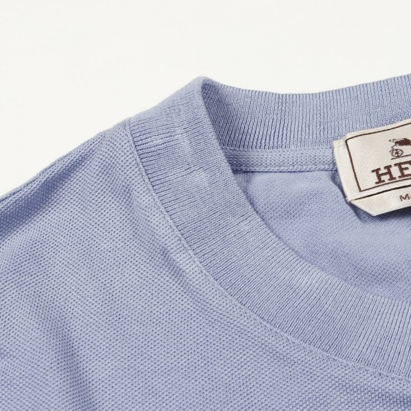 HERMES H 刺繡口袋 T 卹上衣棉藍色二手男款尺寸 M-9