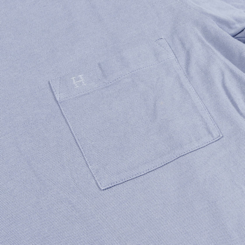 HERMES H 刺繡口袋 T 卹上衣棉藍色二手男款尺寸 M-10