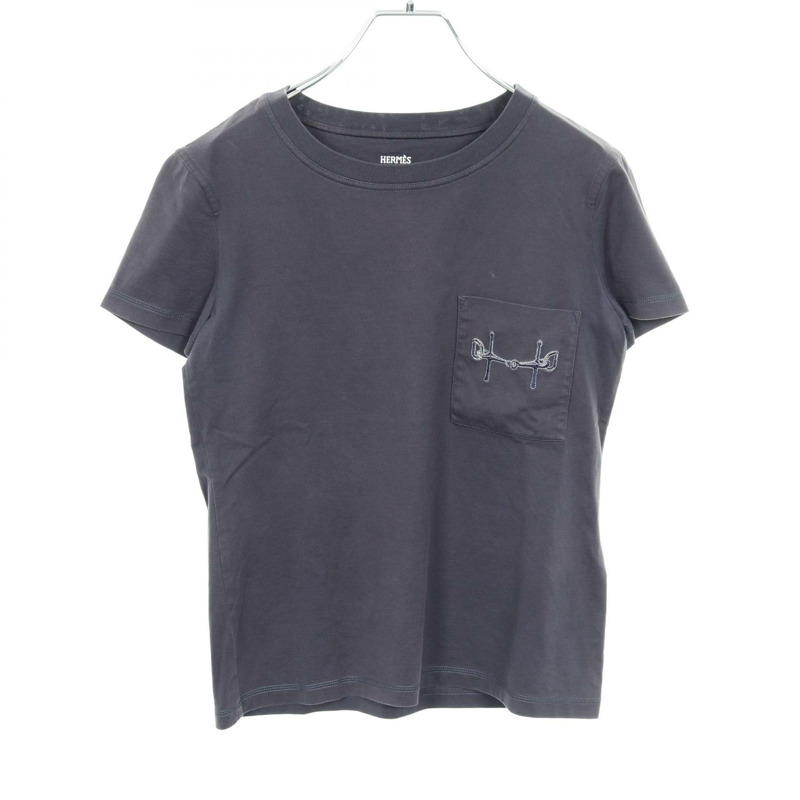 愛馬仕 (HERMES) 女士短袖棉質T卹，海軍藍，二手，#34-0