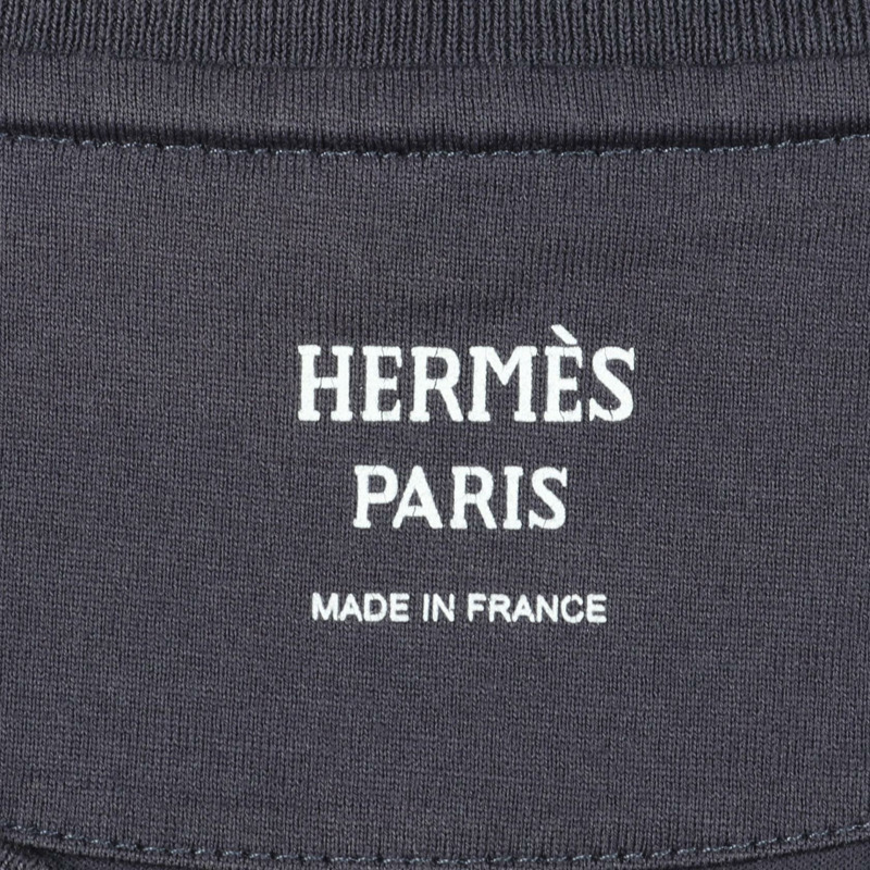 愛馬仕 (HERMES) 女士短袖棉質T卹，海軍藍，二手，#34-2