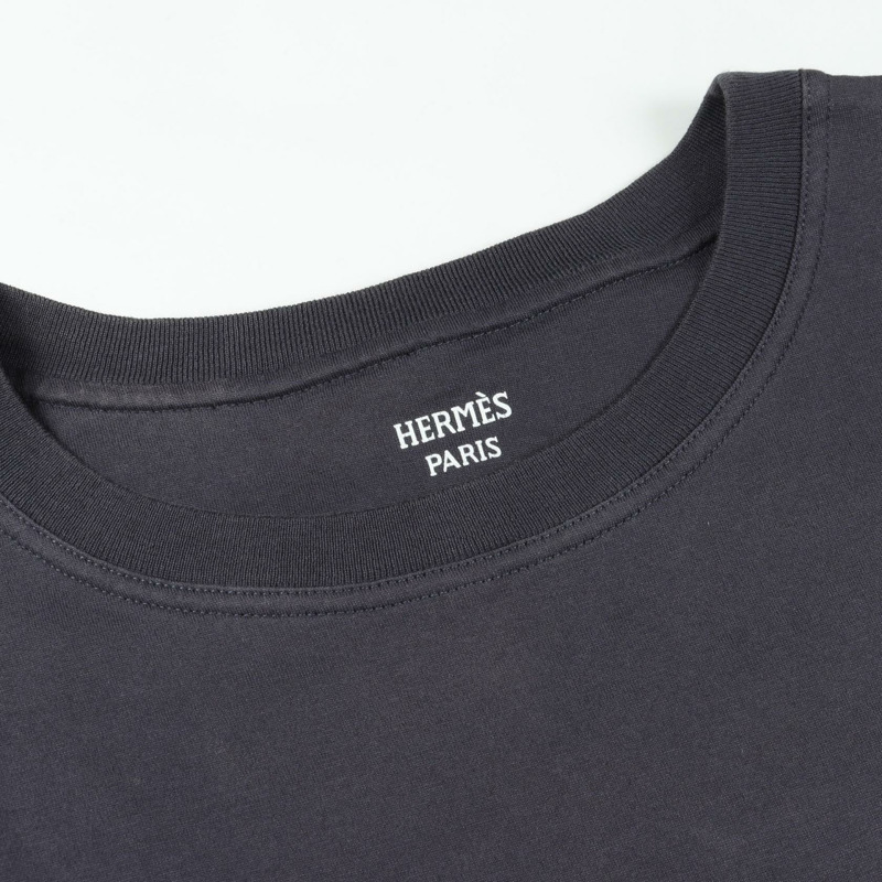 愛馬仕 (HERMES) 女士短袖棉質T卹，海軍藍，二手，#34-8