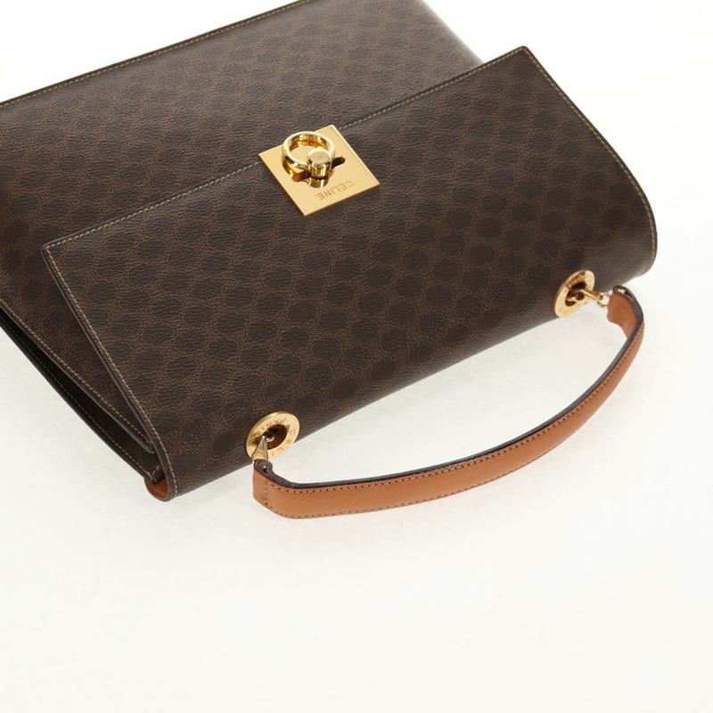 【日本直送】CELINE Macadam帆布手提包 PVC皮革 2way Brown Gold Auth am9343V-5