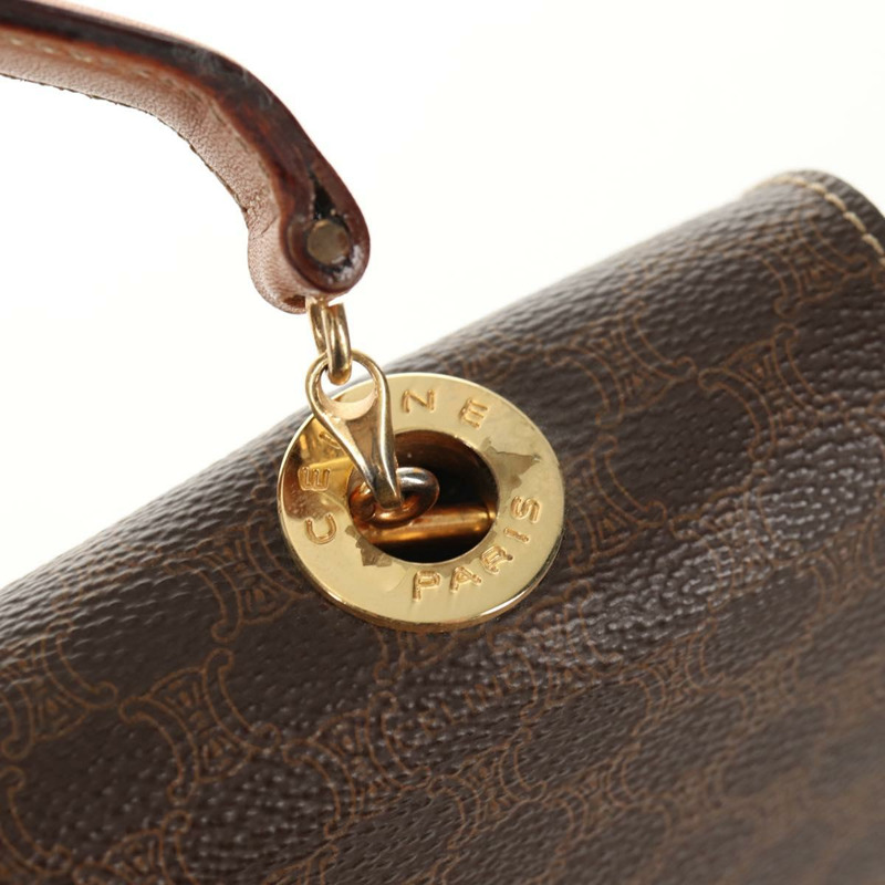 【日本直送】CELINE Macadam帆布手提包 PVC皮革 2way Brown Gold Auth am9343V-8