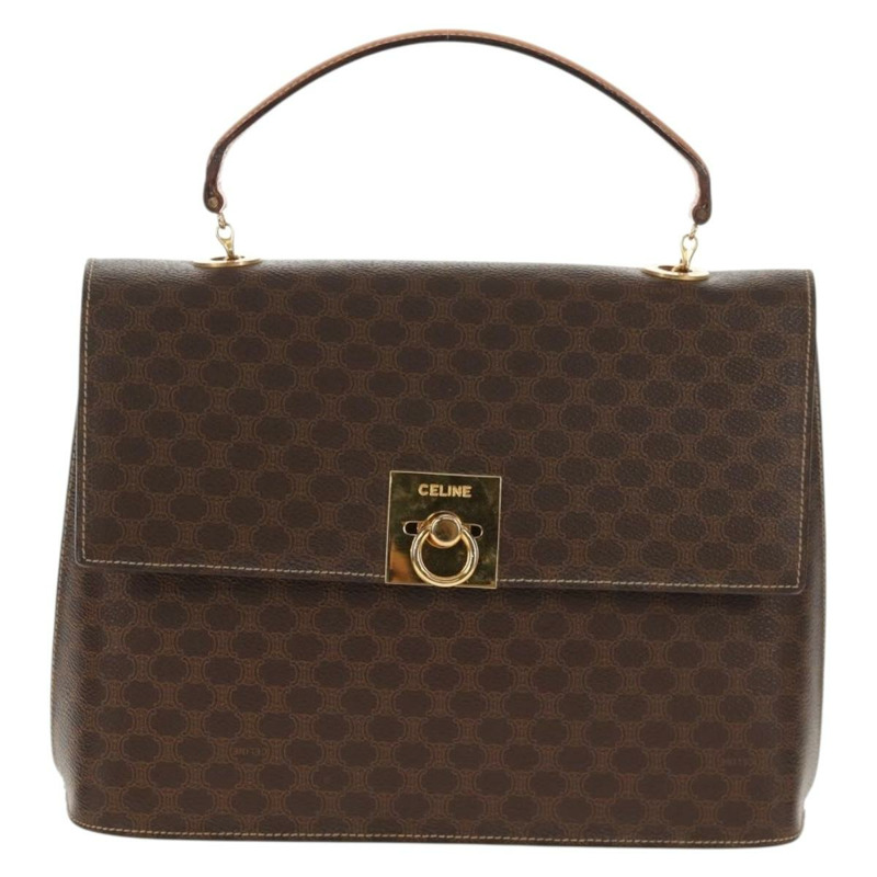 【日本直送】CELINE Macadam帆布手提包 PVC皮革 2way Brown Gold Auth am9343V-12