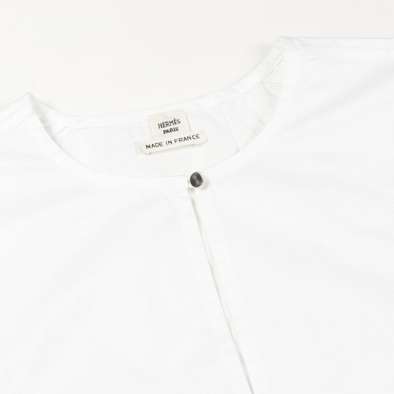 HERMES 女襯衫上衣 棉質 白色 二手 #38-7
