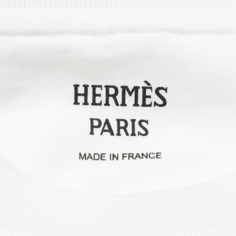 愛馬仕 Cartouche della Cavalleria T恤衫 純棉 白色 棕色 女款 #34-2