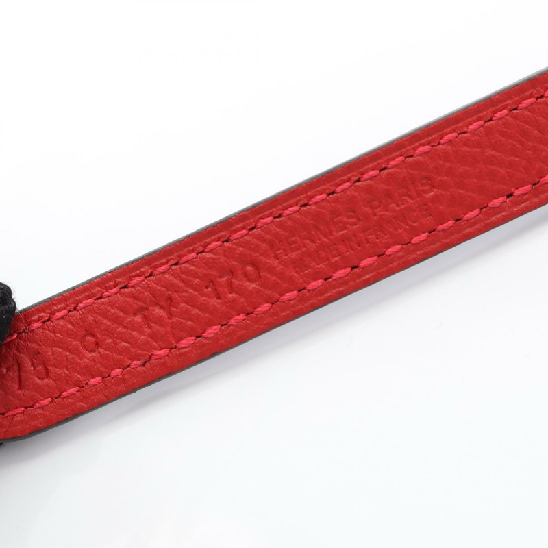 HERMES Sellier 腰帶 Epsom Swift 皮革 紅色 黑色 SHW 二手 女款 C-3