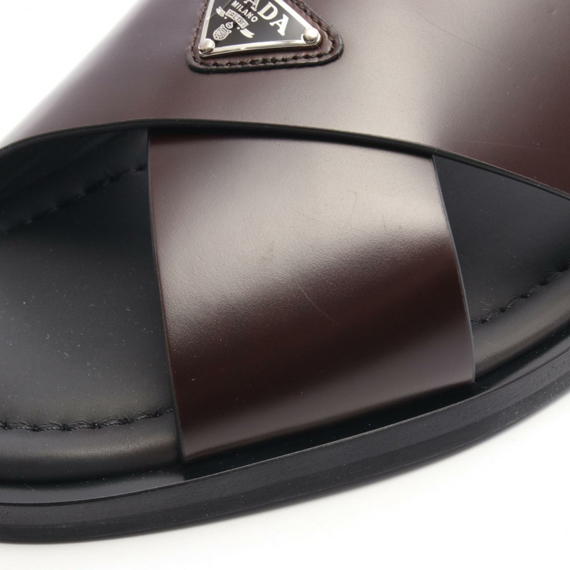 PRADA 交叉涼鞋 #8 鞋 2X3081 皮革 棕色 男士-6