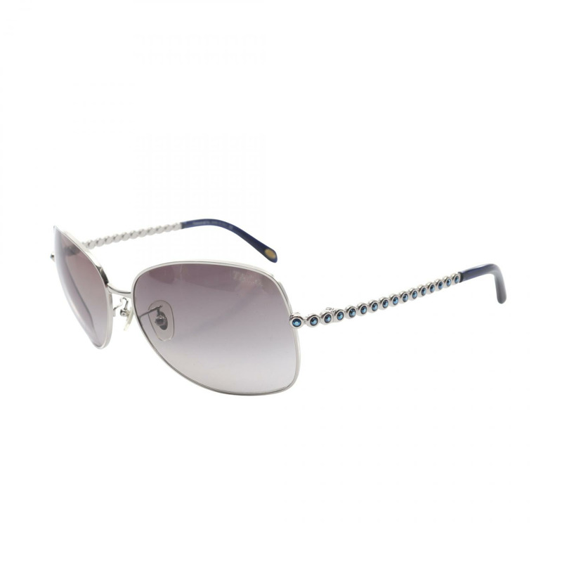 蒂芬妮&CO 女士太陽眼鏡，金屬鑲鑽，黑色、銀色、海軍藍，二手女款-1