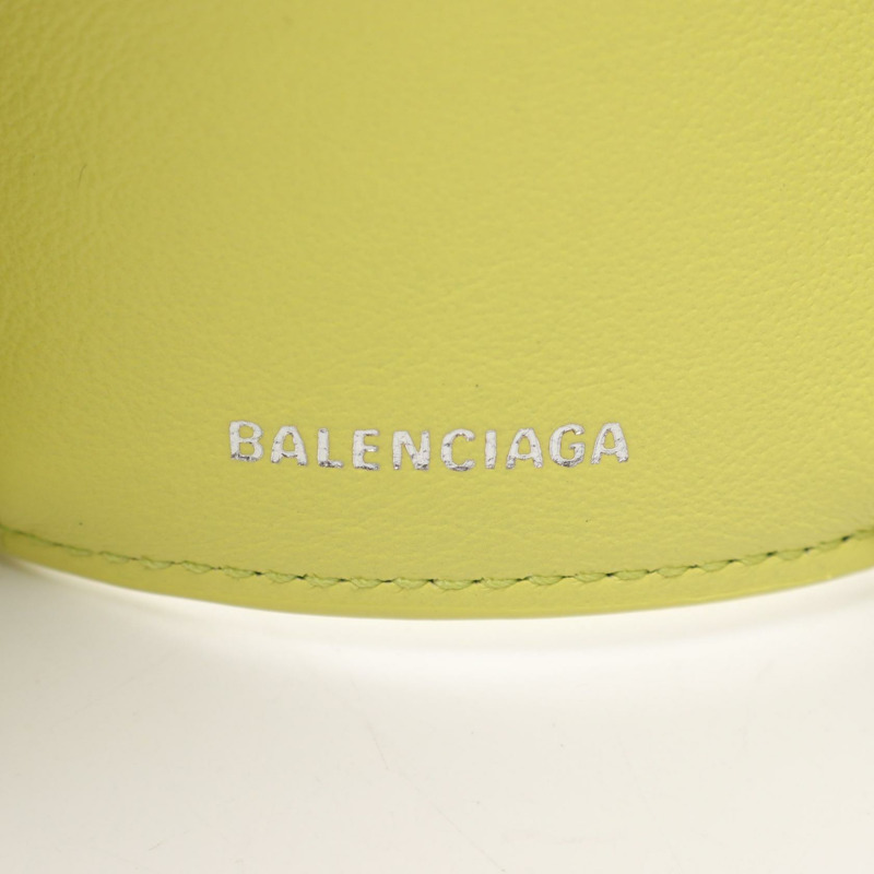 BALENCIAGA 紙質 Logo 迷你三折錢包 391446 皮革 黃色 二手 女士-4