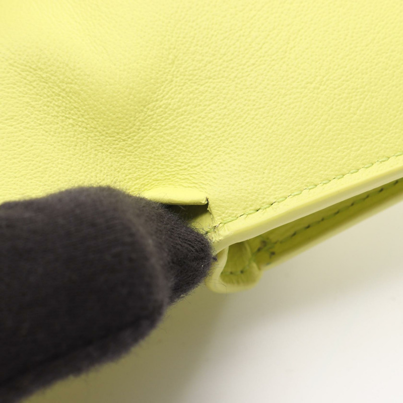 BALENCIAGA 紙質 Logo 迷你三折錢包 391446 皮革 黃色 二手 女士-5