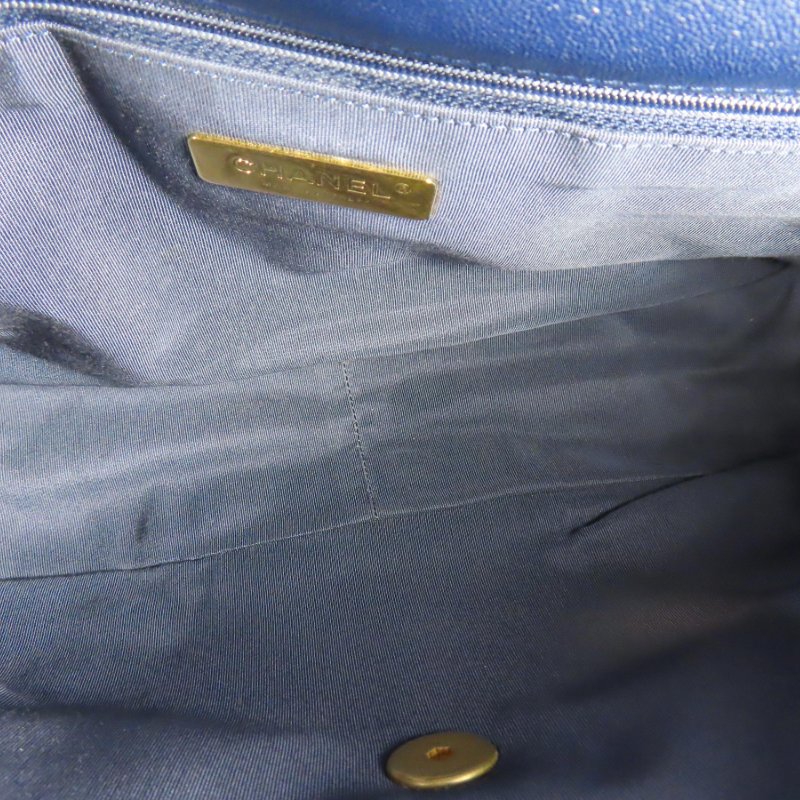【巴黎站二手名牌專賣店】＊現貨＊CHANEL 香奈兒 真品＊19系列藍色皮革金釦手提斜背鏈包30-3