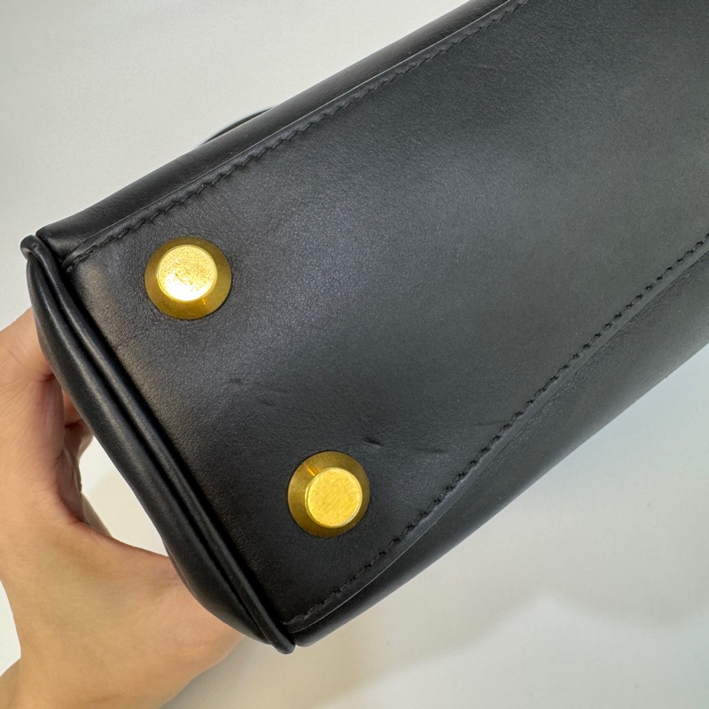 巴黎世家黑金小牛皮小號Rodeo手提斜背包-25