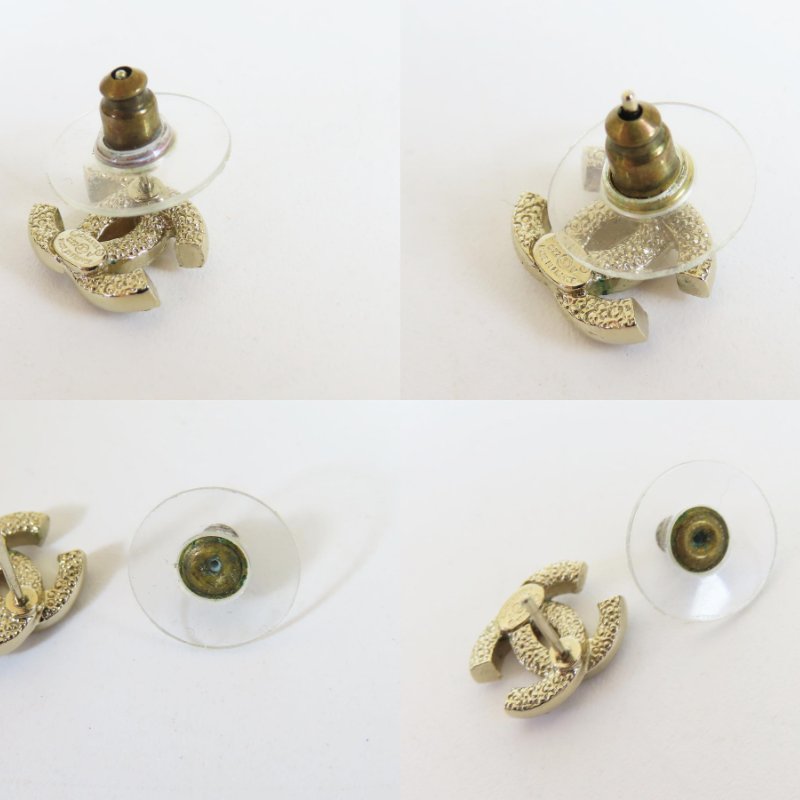 【巴黎站二手名牌專賣店】＊現貨＊CHANEL 香奈兒 真品＊淡金色滿鑽雙C耳環-5