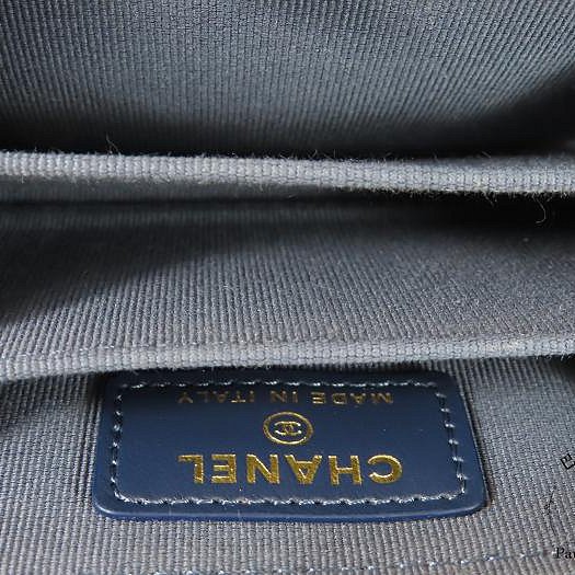 【巴黎站二手名牌專賣】＊現貨＊CHANEL 香奈兒 真品＊海軍藍色菱格荔枝紋牛皮淡金色雙C拉鍊零錢包-3