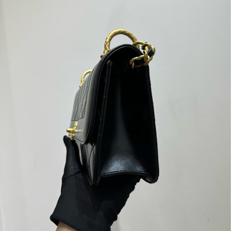 【有防塵袋99❤️】Chanel 21b戴妃 黑金 限量復古雕花五金單肩斜挎包-4