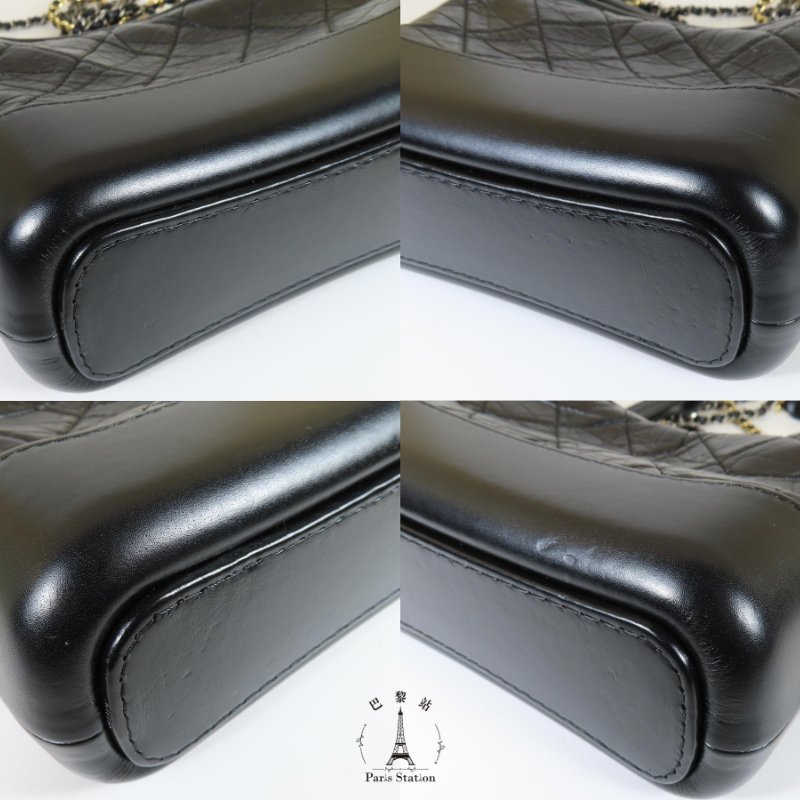 【巴黎站二手名牌專賣店】＊現貨＊CHANEL香奈兒真品＊GABRIELLE黑色牛皮雙色金鍊流浪包斜背包 肩背包(小)-4