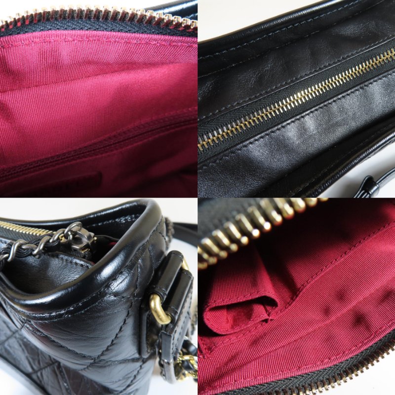 【巴黎站二手名牌專賣店】＊現貨＊CHANEL香奈兒真品＊GABRIELLE黑色牛皮雙色金鍊流浪包斜背包 肩背包(小)-6