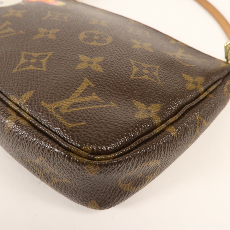 LOUIS VUITTON Monogram Pochette Accessories金扣手挽袋-9