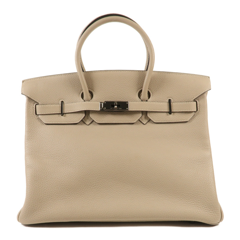 HERMES Clemence皮革Birkin 35銀扣手挽袋Trench-0
