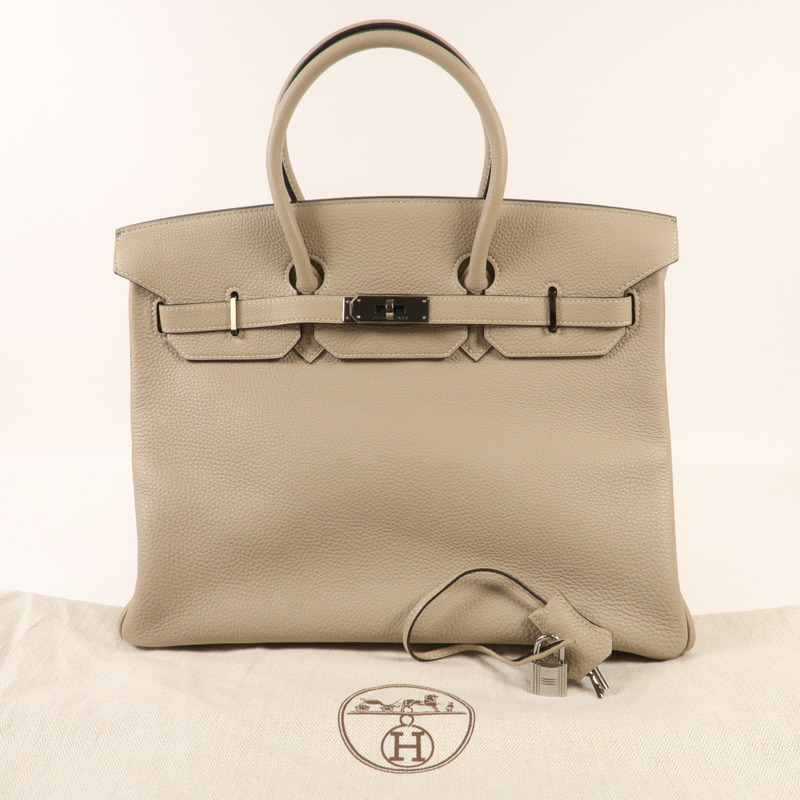 HERMES Clemence皮革Birkin 35銀扣手挽袋Trench-8
