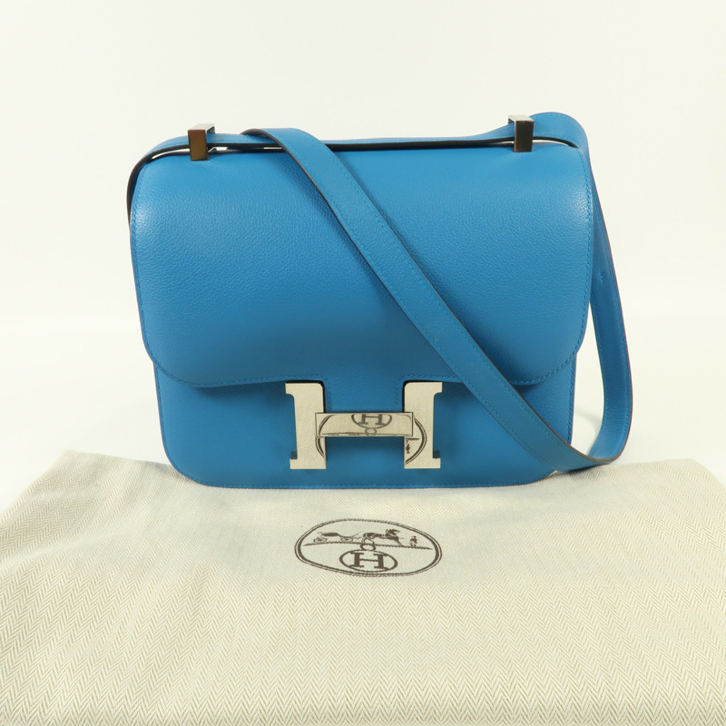 HERMES  Evercolor皮革Constance 24銀扣肩背袋-13