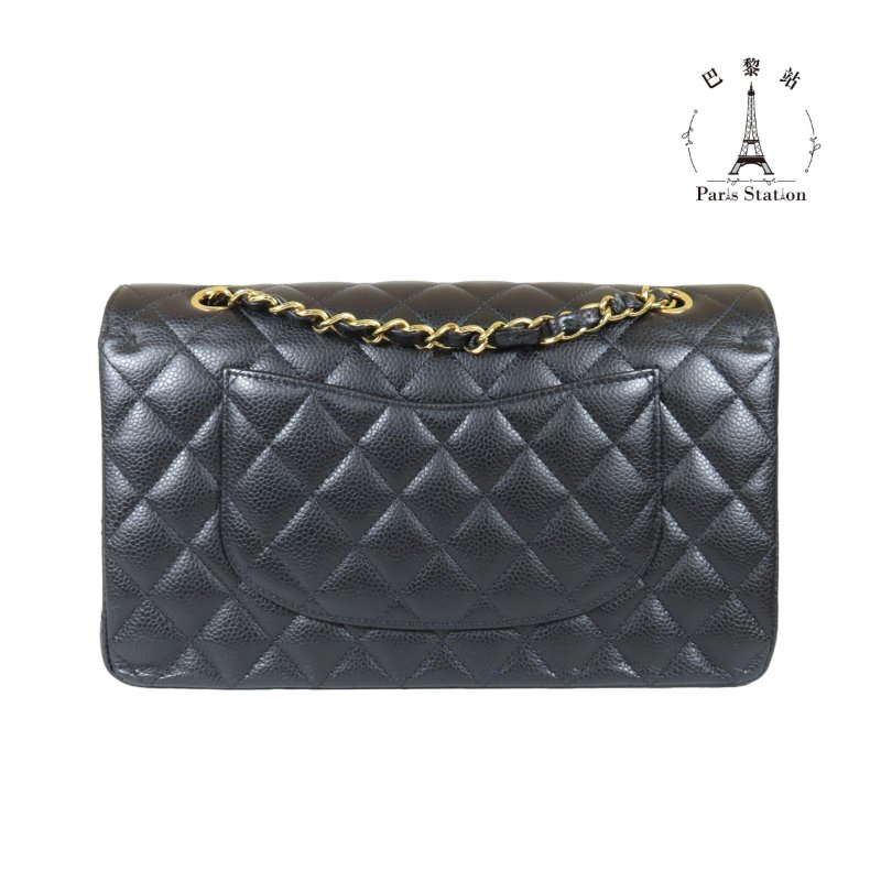 【巴黎站二手名牌專賣店】＊現貨＊CHANEL香奈兒真品＊經典黑色菱格紋荔枝牛皮金雙C COCO 25 金鏈肩背包-1