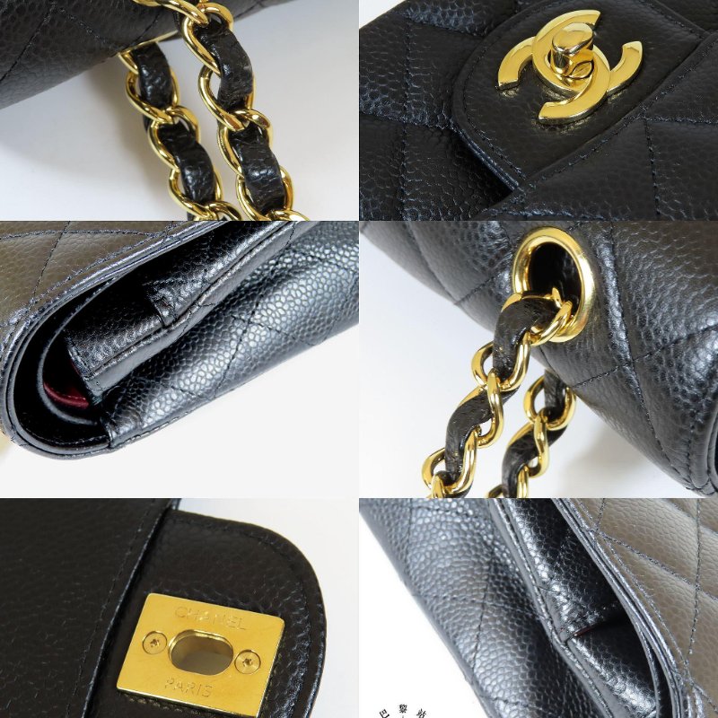 【巴黎站二手名牌專賣店】＊現貨＊CHANEL香奈兒真品＊經典黑色菱格紋荔枝牛皮金雙C COCO 25 金鏈肩背包-5