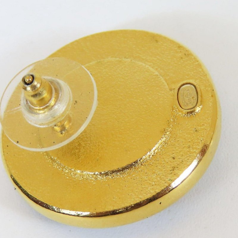 【巴黎站二手名牌專賣店】*現貨*CHANEL 香奈兒 真品*AB2024 金色圓形水鑽珍珠雙C針式耳環-2